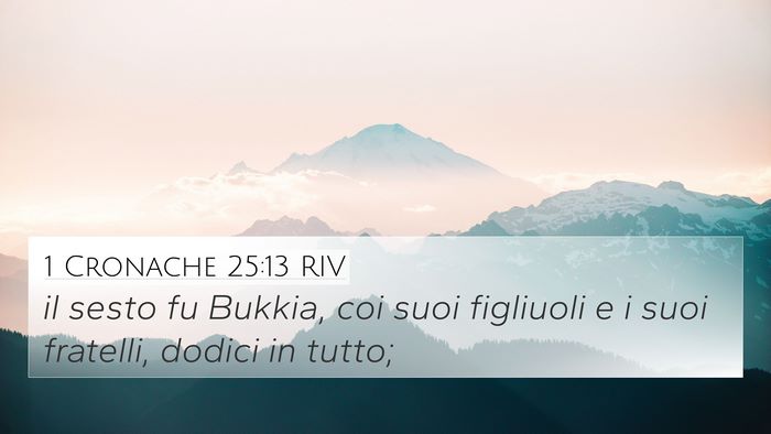 1 Cronache 25:13 RIV 4K Wallpaper - il sesto fu Bukkia, coi suoi figliuoli e i suoi - 4K Wallpaper Bible Verse