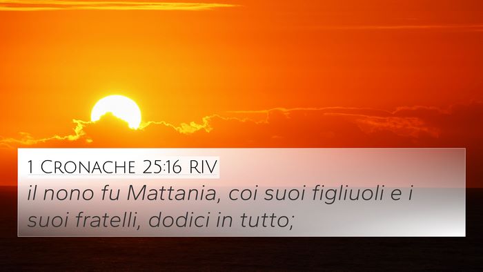 1 Cronache 25:16 RIV 4K Wallpaper - il nono fu Mattania, coi suoi figliuoli e i suoi - 4K Wallpaper Bible Verse