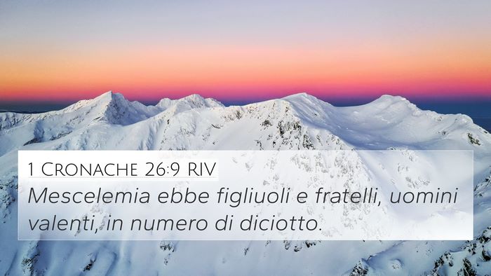 1 Cronache 26:9 RIV 4K Wallpaper - Mescelemia ebbe figliuoli e fratelli, uomini - 4K Wallpaper Bible Verse