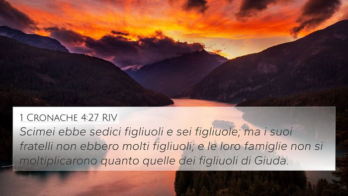 1 Cronache 4:27 RIV 4K Wallpaper - Scimei ebbe sedici figliuoli e sei figliuole; ma - 4K Wallpaper Bible Verse