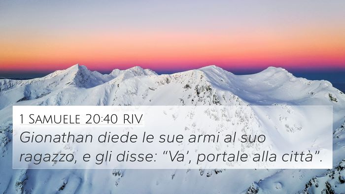 1 Samuele 20:40 RIV 4K Wallpaper - Gionathan diede le sue armi al suo ragazzo, e gli - 4K Wallpaper Bible Verse