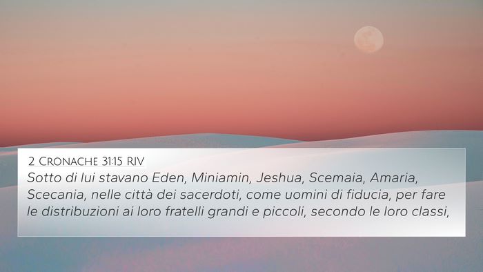 2 Cronache 31:15 RIV 4K Wallpaper - Sotto di lui stavano Eden, Miniamin, Jeshua, - 4K Wallpaper Bible Verse