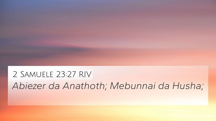 2 Samuele 23:27 RIV 4K Wallpaper - Abiezer da Anathoth; Mebunnai da - 4K Wallpaper Bible Verse