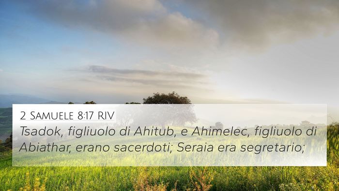 2 Samuele 8:17 RIV 4K Wallpaper - Tsadok, figliuolo di Ahitub, e Ahimelec, - 4K Wallpaper Bible Verse