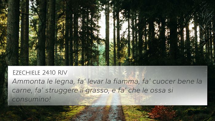 Ezechiele 24:10 RIV 4K Wallpaper - Ammonta le legna, fa’ levar la fiamma, fa’ - 4K Wallpaper Bible Verse
