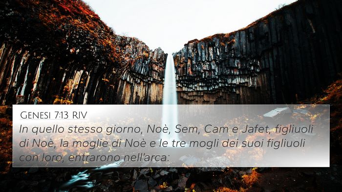Genesi 7:13 RIV 4K Wallpaper - In quello stesso giorno, Noè, Sem, Cam e Jafet, - 4K Wallpaper Bible Verse