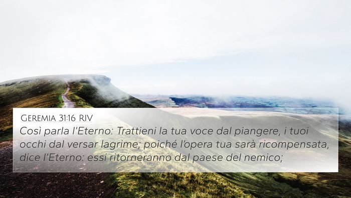 Geremia 31:16 RIV 4K Wallpaper - Così parla l’Eterno: Trattieni la tua voce dal - 4K Wallpaper Bible Verse