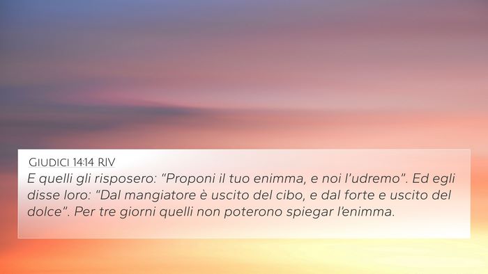 Giudici 14:14 RIV 4K Wallpaper - E quelli gli risposero: “Proponi il tuo enimma, - 4K Wallpaper Bible Verse