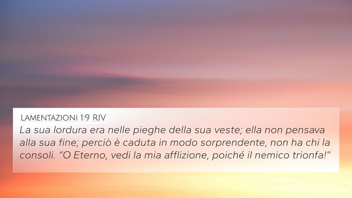 Lamentazioni 1:9 RIV Bible Verse Image