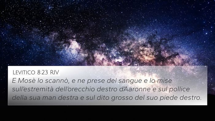 Levitico 8:23 RIV 4K Wallpaper - E Mosè lo scannò, e ne prese del sangue e lo - 4K Wallpaper Bible Verse