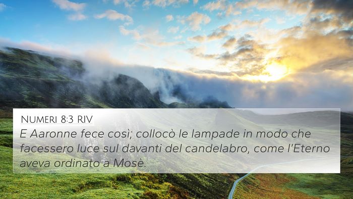 Numeri 8:3 RIV 4K Wallpaper - E Aaronne fece così; collocò le lampade in modo - 4K Wallpaper Bible Verse