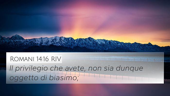 Romani 14:16 RIV Bible Verse Image