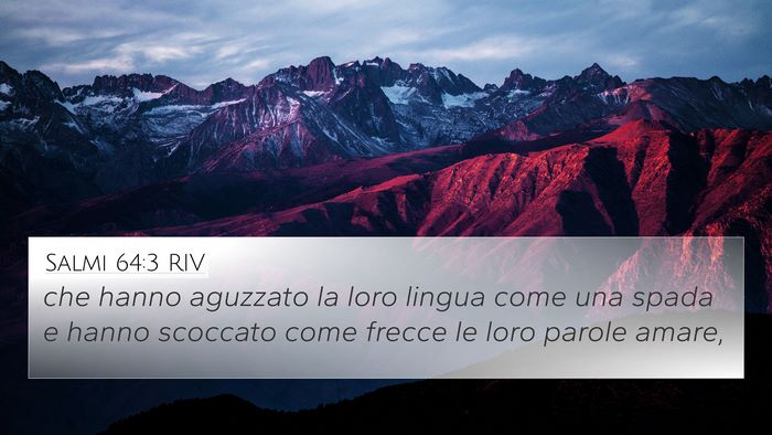 Salmi 64:3 RIV Bible Verse Image