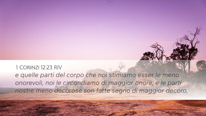 1 Corinzi 12:23 RIV Desktop Wallpaper - e quelle parti del corpo che noi stimiamo esser - Desktop Bible Verse Wallpaper