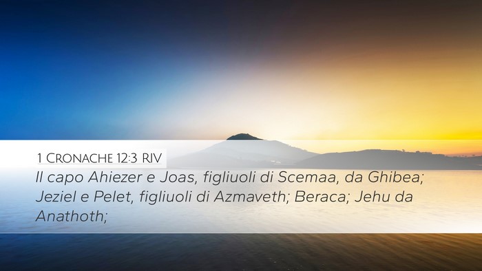 1 Cronache 12:3 RIV Desktop Wallpaper - Il capo Ahiezer e Joas, figliuoli di Scemaa, da - Desktop Bible Verse Wallpaper