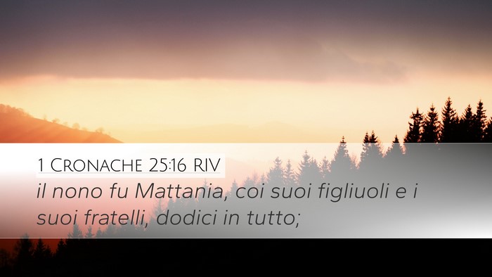 1 Cronache 25:16 RIV Desktop Wallpaper - il nono fu Mattania, coi suoi figliuoli e i suoi - Desktop Bible Verse Wallpaper