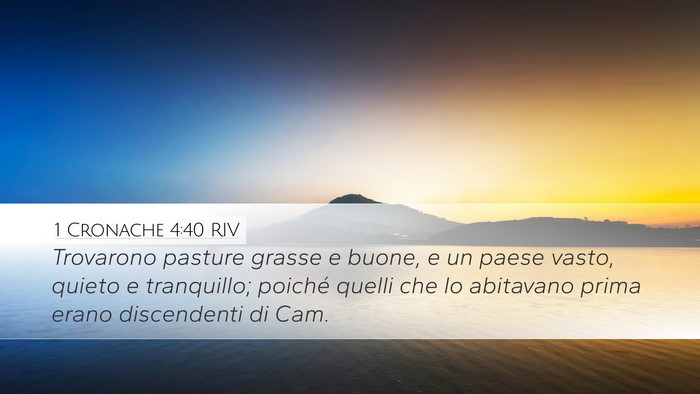 1 Cronache 4:40 RIV Desktop Wallpaper - Trovarono pasture grasse e buone, e un paese - Desktop Bible Verse Wallpaper