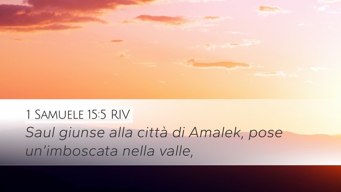 1 Samuele 15:5 RIV Desktop Wallpaper - Saul giunse alla città di Amalek, pose - Desktop Bible Verse Wallpaper