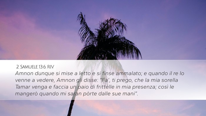 2 Samuele 13:6 RIV Desktop Wallpaper - Amnon dunque si mise a letto e si finse ammalato; - Desktop Bible Verse Wallpaper