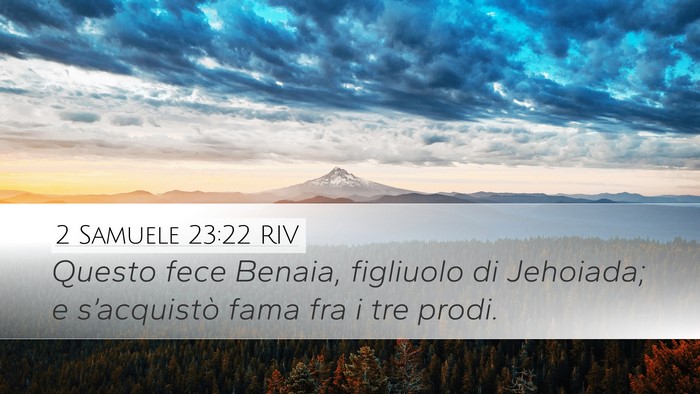 2 Samuele 23:22 RIV Desktop Wallpaper - Questo fece Benaia, figliuolo di Jehoiada; e - Desktop Bible Verse Wallpaper