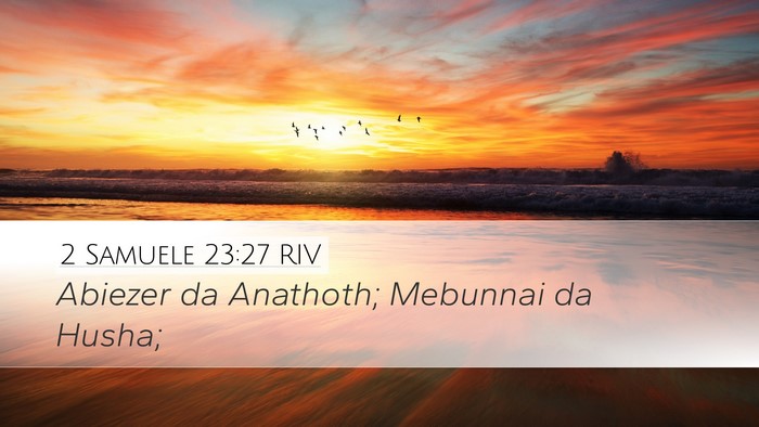 2 Samuele 23:27 RIV Desktop Wallpaper - Abiezer da Anathoth; Mebunnai da - Desktop Bible Verse Wallpaper