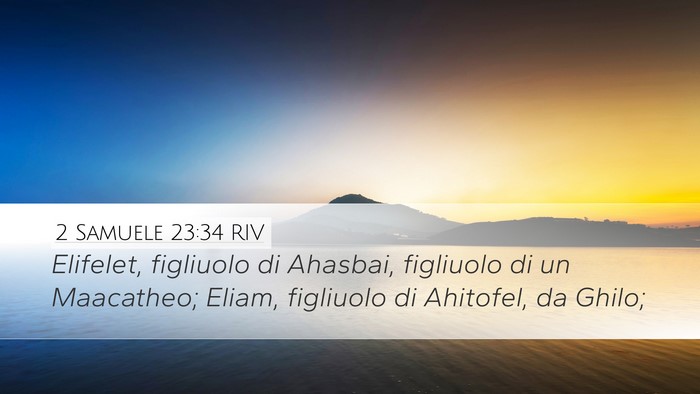2 Samuele 23:34 RIV Desktop Wallpaper - Elifelet, figliuolo di Ahasbai, figliuolo di un - Desktop Bible Verse Wallpaper