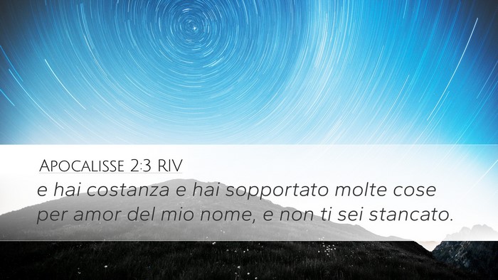 Apocalisse 2:3 RIV Bible Verse Image