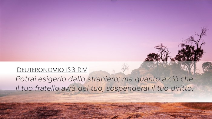 Deuteronomio 15:3 RIV Desktop Wallpaper - Potrai esigerlo dallo straniero; ma quanto a ciò - Desktop Bible Verse Wallpaper