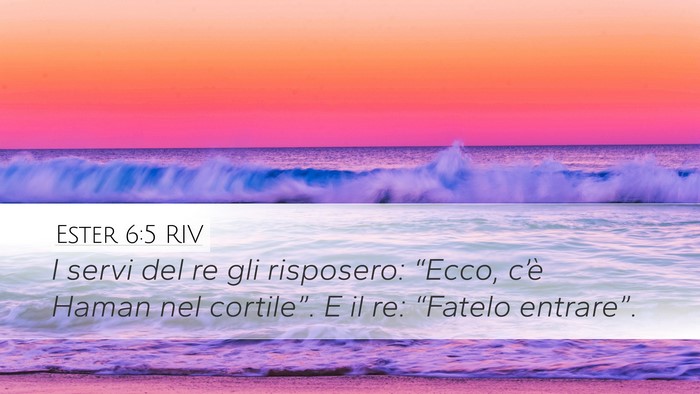 Ester 6:5 RIV Desktop Wallpaper - I servi del re gli risposero: “Ecco, c’è - Desktop Bible Verse Wallpaper