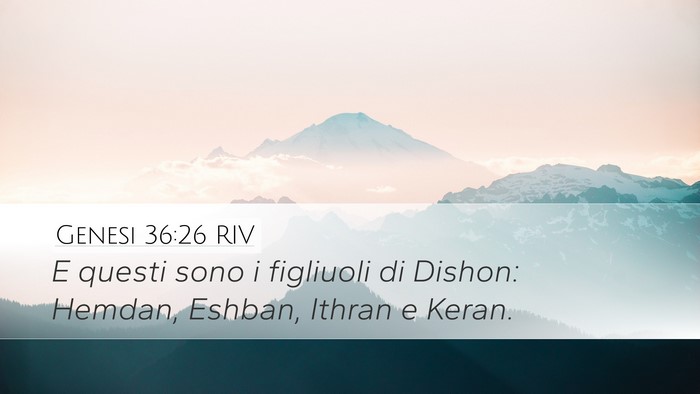 Genesi 36:26 RIV Desktop Wallpaper - E questi sono i figliuoli di Dishon: Hemdan, - Desktop Bible Verse Wallpaper