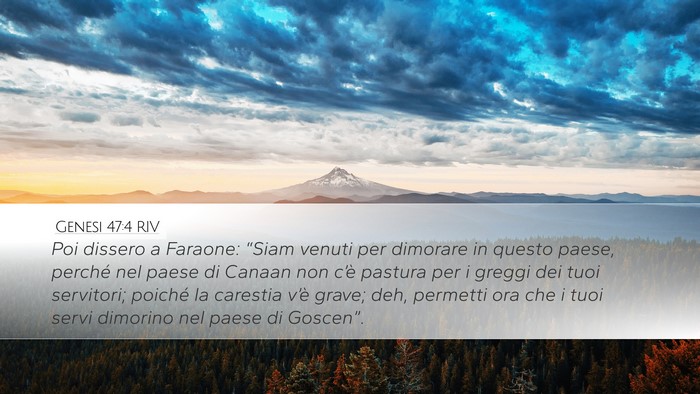 Genesi 47:4 RIV Desktop Wallpaper - Poi dissero a Faraone: “Siam venuti per - Desktop Bible Verse Wallpaper