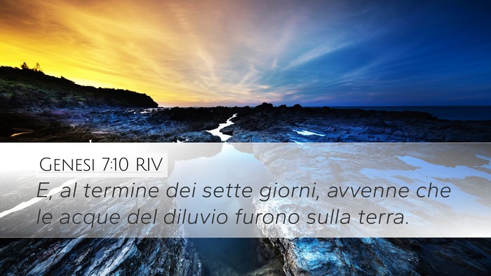 Genesi 7:10 RIV Desktop Wallpaper - E, al termine dei sette giorni, avvenne che le - Desktop Bible Verse Wallpaper