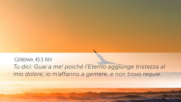Geremia 45:3 RIV Desktop Wallpaper - Tu dici: Guai a me! poiché l’Eterno aggiunge - Desktop Bible Verse Wallpaper