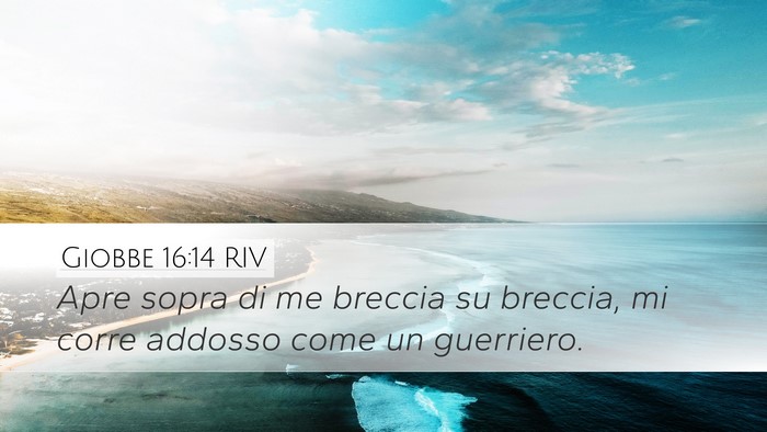 Giobbe 16:14 RIV Desktop Wallpaper - Apre sopra di me breccia su breccia, mi corre - Desktop Bible Verse Wallpaper
