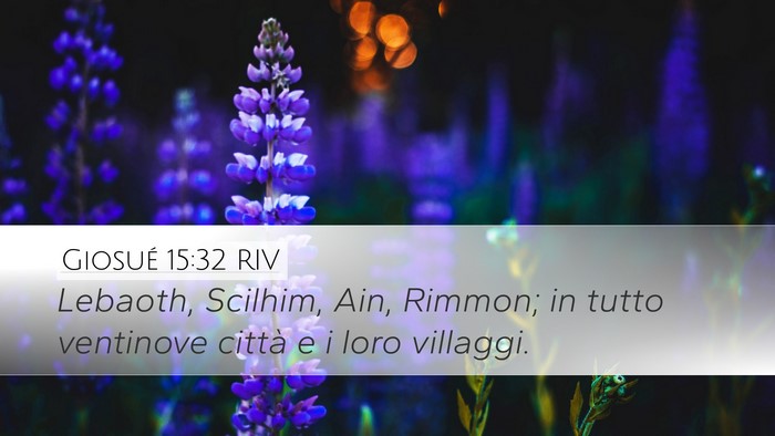 Giosué 15:32 RIV Desktop Wallpaper - Lebaoth, Scilhim, Ain, Rimmon; in tutto ventinove - Desktop Bible Verse Wallpaper