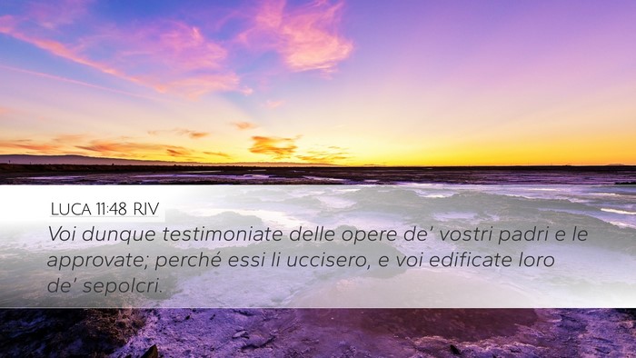 Luca 11:48 RIV Desktop Wallpaper - Voi dunque testimoniate delle opere de’ vostri - Desktop Bible Verse Wallpaper