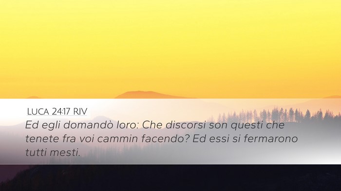 Luca 24:17 RIV Desktop Wallpaper - Ed egli domandò loro: Che discorsi son questi - Desktop Bible Verse Wallpaper