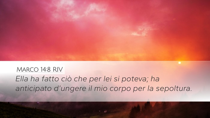 Marco 14:8 RIV Bible Verse Image