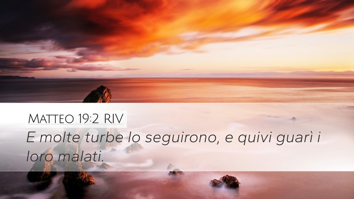 Matteo 19:2 RIV Desktop Wallpaper - E molte turbe lo seguirono, e quivi guarì i loro - Desktop Bible Verse Wallpaper