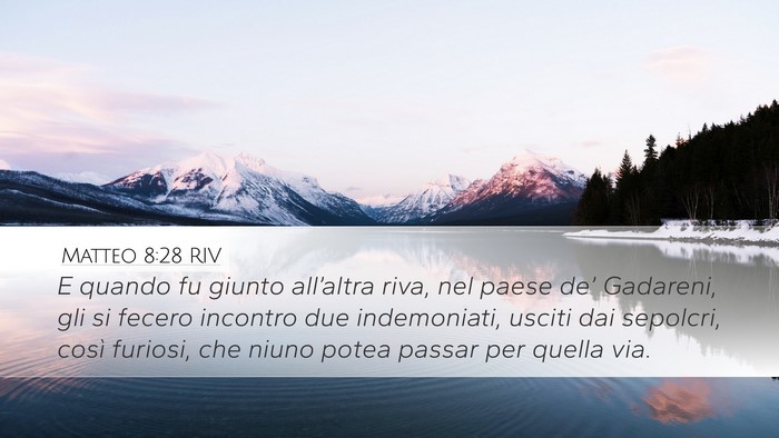 Matteo 8:28 RIV Desktop Wallpaper - E quando fu giunto all’altra riva, nel paese - Desktop Bible Verse Wallpaper