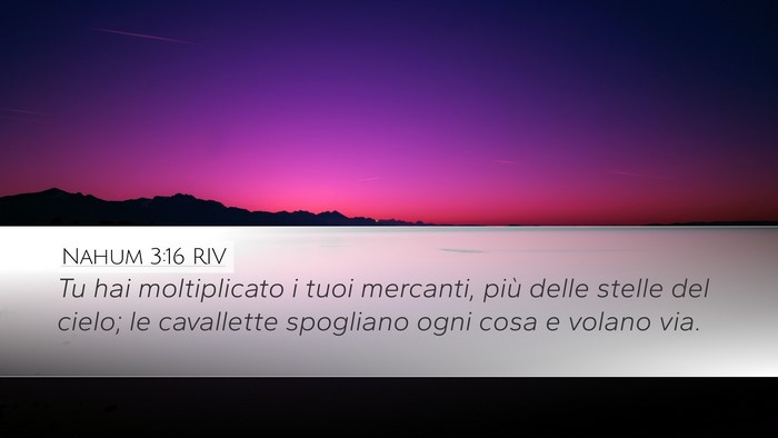 Nahum 3:16 RIV Desktop Wallpaper - Tu hai moltiplicato i tuoi mercanti, più delle - Desktop Bible Verse Wallpaper