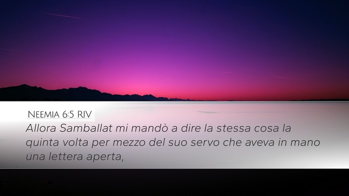 Neemia 6:5 RIV Bible Verse Image