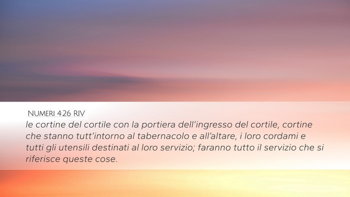 Numeri 4:26 RIV Desktop Wallpaper - le cortine del cortile con la portiera - Desktop Bible Verse Wallpaper