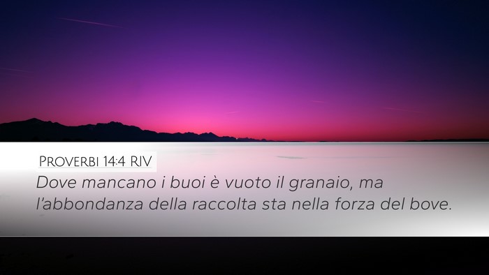 Proverbi 14:4 RIV Desktop Wallpaper - Dove mancano i buoi è vuoto il granaio, ma - Desktop Bible Verse Wallpaper