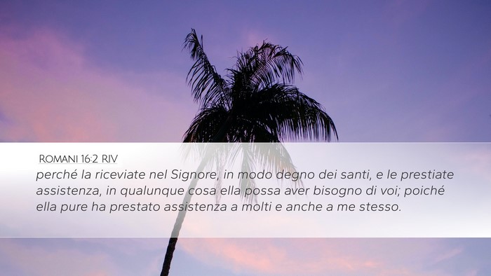 Romani 16:2 RIV Bible Verse Image