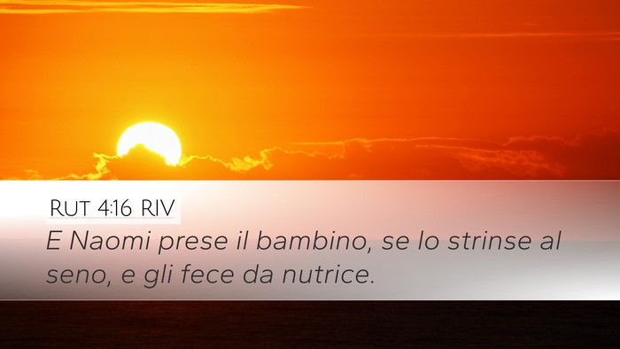 Rut 4:16 RIV Desktop Wallpaper - E Naomi prese il bambino, se lo strinse al seno, - Desktop Bible Verse Wallpaper