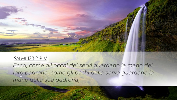 Salmi 123:2 RIV Desktop Wallpaper - Ecco, come gli occhi dei servi guardano la mano - Desktop Bible Verse Wallpaper