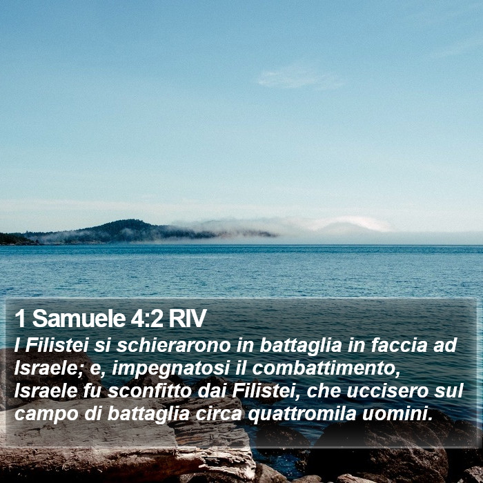 1 Samuele 4:2 RIV - I Filistei si schierarono in battaglia in faccia - Bible Verse Picture