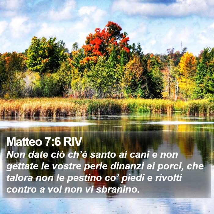 Matteo 7 6 RIV Non Date Ci Ch Santo Ai Cani E Non Gettate