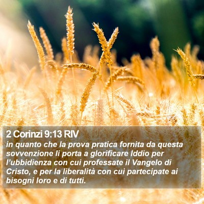 2 Corinzi 9:13 RIV Bible Verse Image